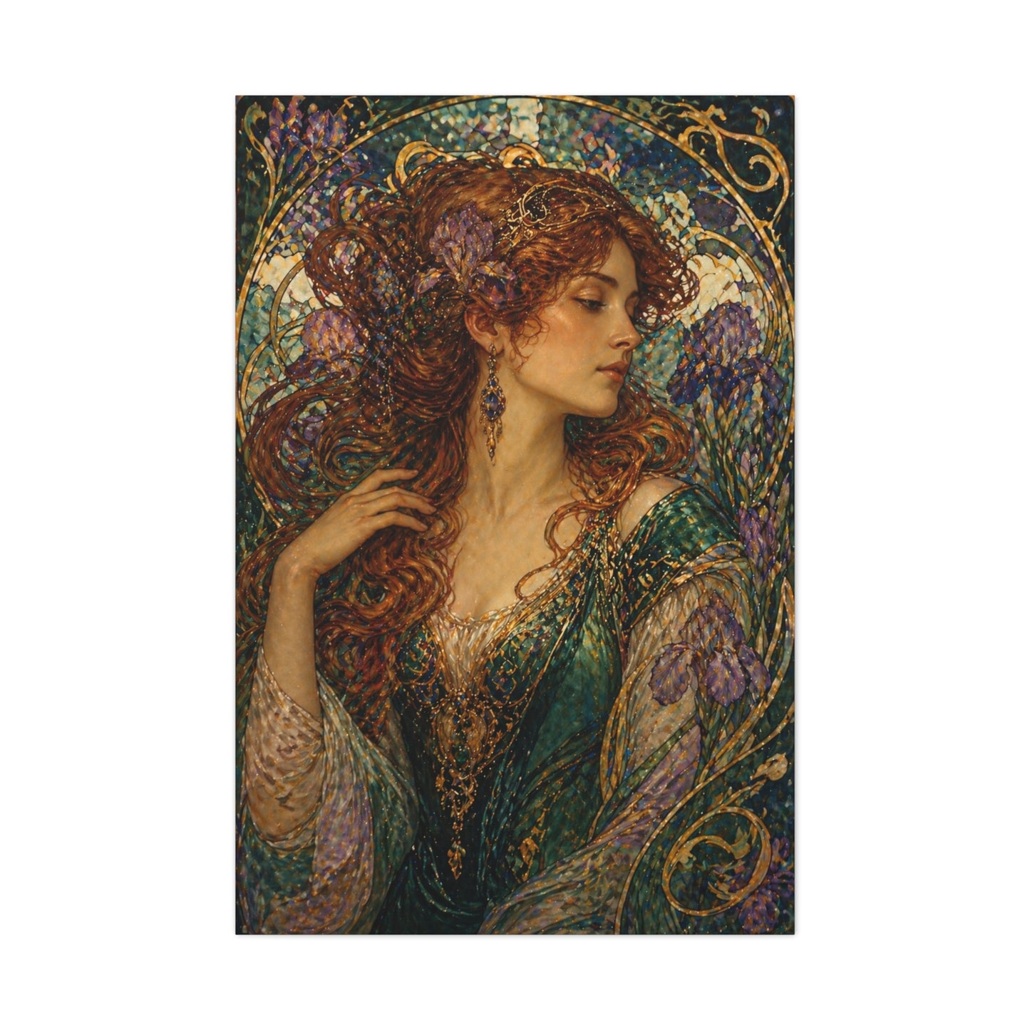 Art Nouveau Woman Ornamental Portrait Wall Art & Canvas Print
