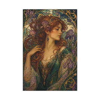 Art Nouveau Woman Ornamental Portrait Wall Art & Canvas Print