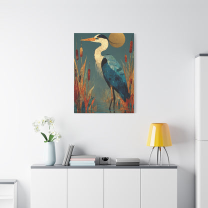 Modernist Heron Marsh Composition Wall Art & Canvas Print