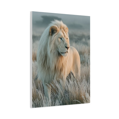 White Lion Frosted Grass Portrait Wall Art & Canvas Print