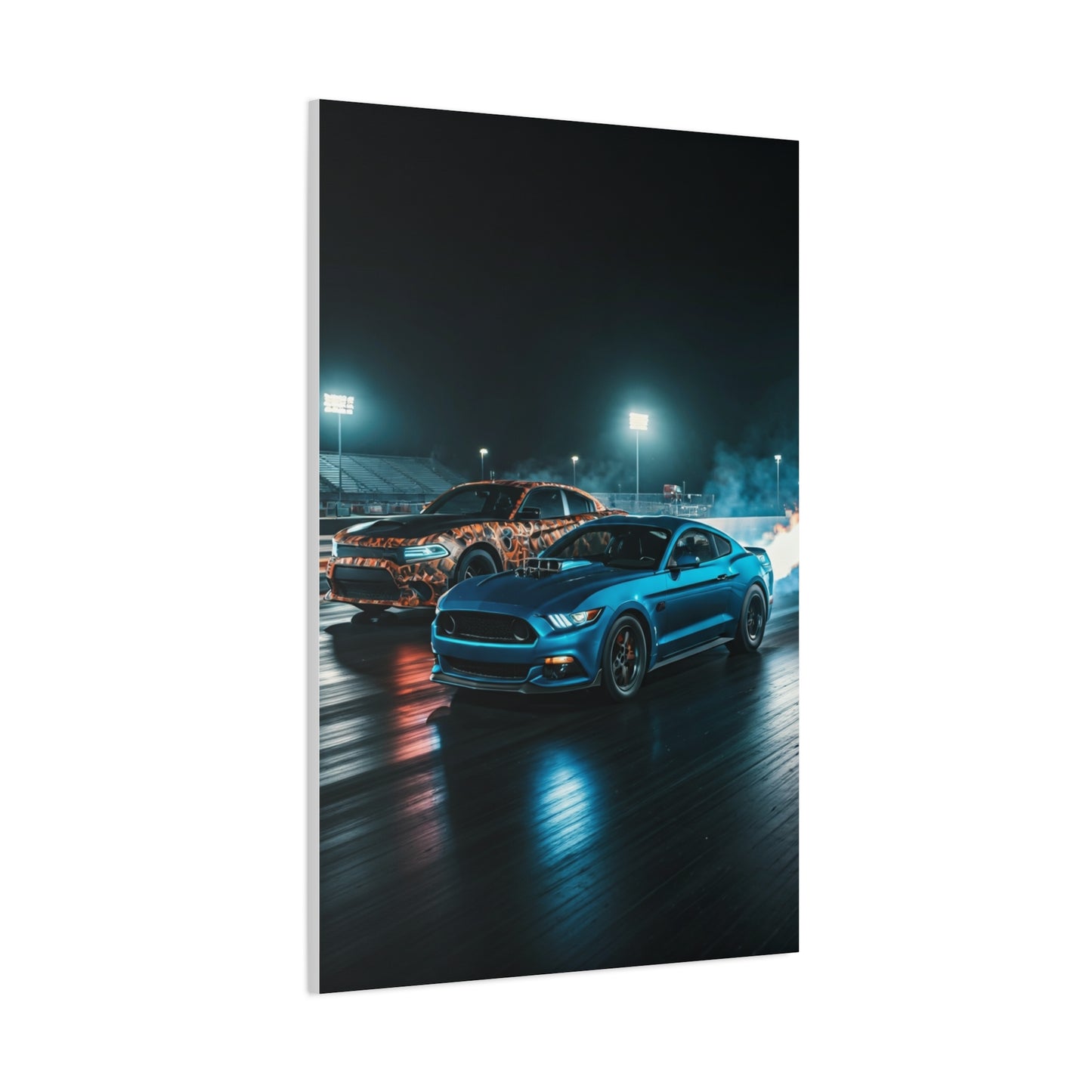 Blue Mustang Surge – Hellcat Widebody Drag Duel Wall Art & Canvas Prints