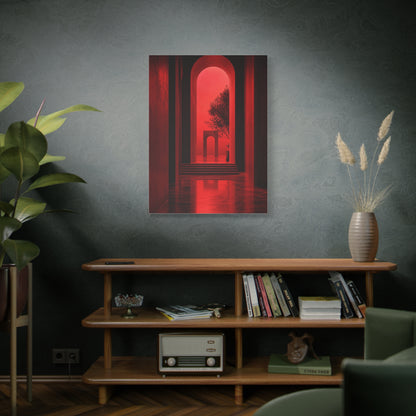 Surreal Crimson Archway Interior Wall Art & Canvas Print