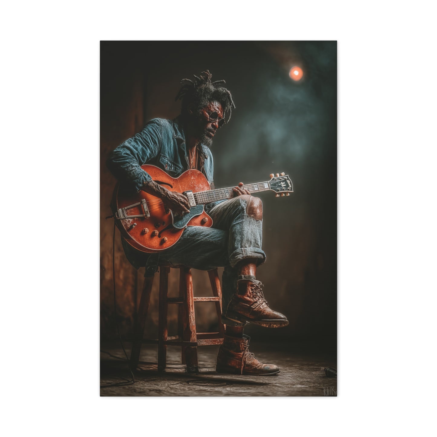 Acoustic Blues Session Portrait Wall Art & Canvas Print