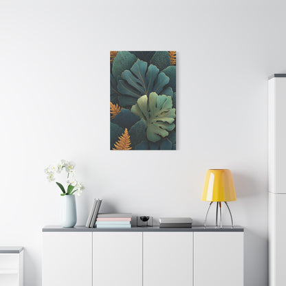 Dark Botanical Gold-Edged Leaves Wall Art & Canvas Print