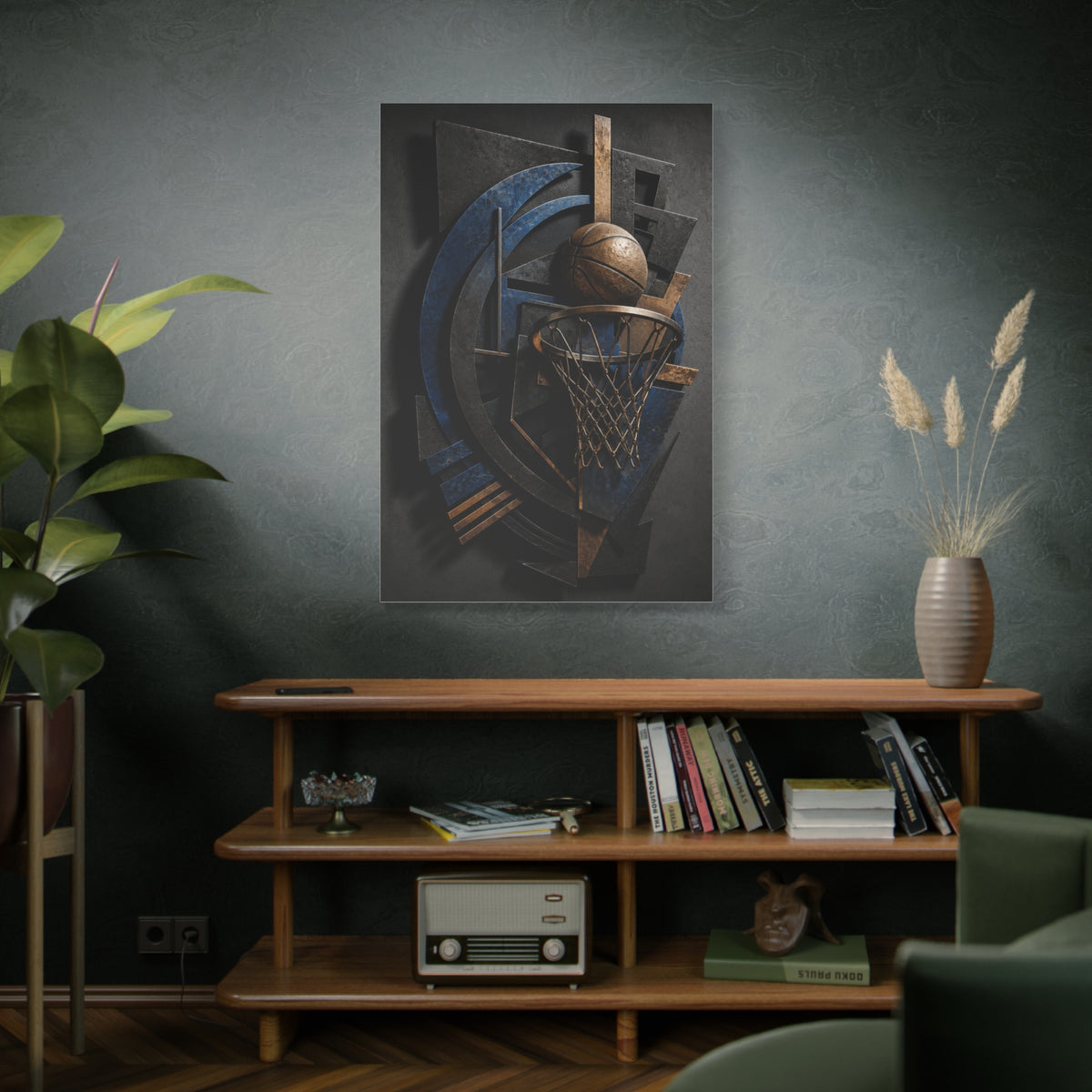 Layered Metal Basketball Sculpture Sports Wall Art & Canvas Print