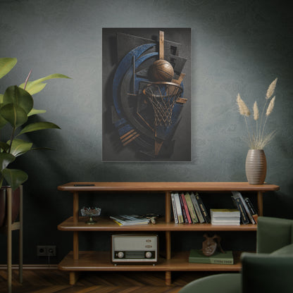 Layered Metal Basketball Sculpture Sports Wall Art & Canvas Print