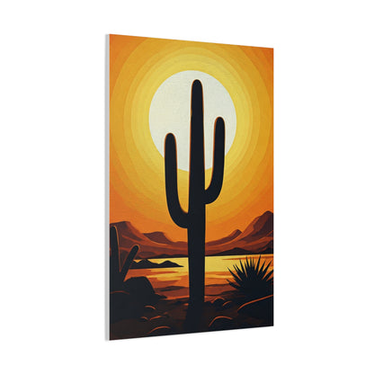 Retro Desert Sunset Cactus Silhouette Wall Art & Canvas Prints