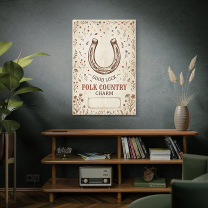 Rustic Horseshoe Folk Charm Poster Wall Art & Canvas Print