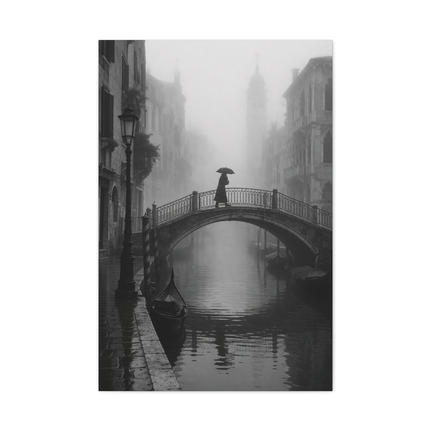 Venetian Bridge Fog Scene Wall Art & Canvas Print