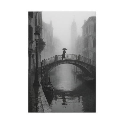 Venetian Bridge Fog Scene Wall Art & Canvas Print