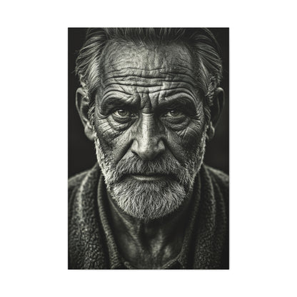 Lines of Time Black & White Elder Portrait Wall Art & Canvas Prints