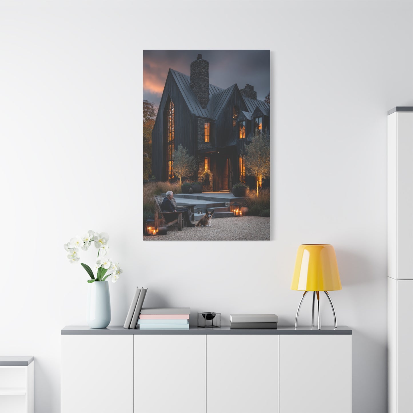 Lavish Black Farmhouse Courtyard Wall Art & Canvas Print
