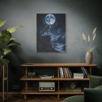 Full Moon Howling Wolf Ridge Scene Wall Art & Canvas Print