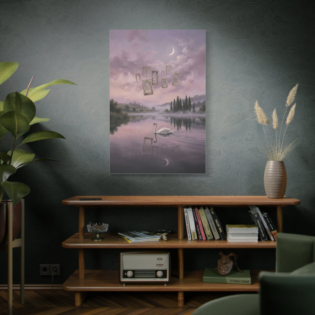 Surreal Swan Dreamscape Reflection Wall Art & Canvas Print