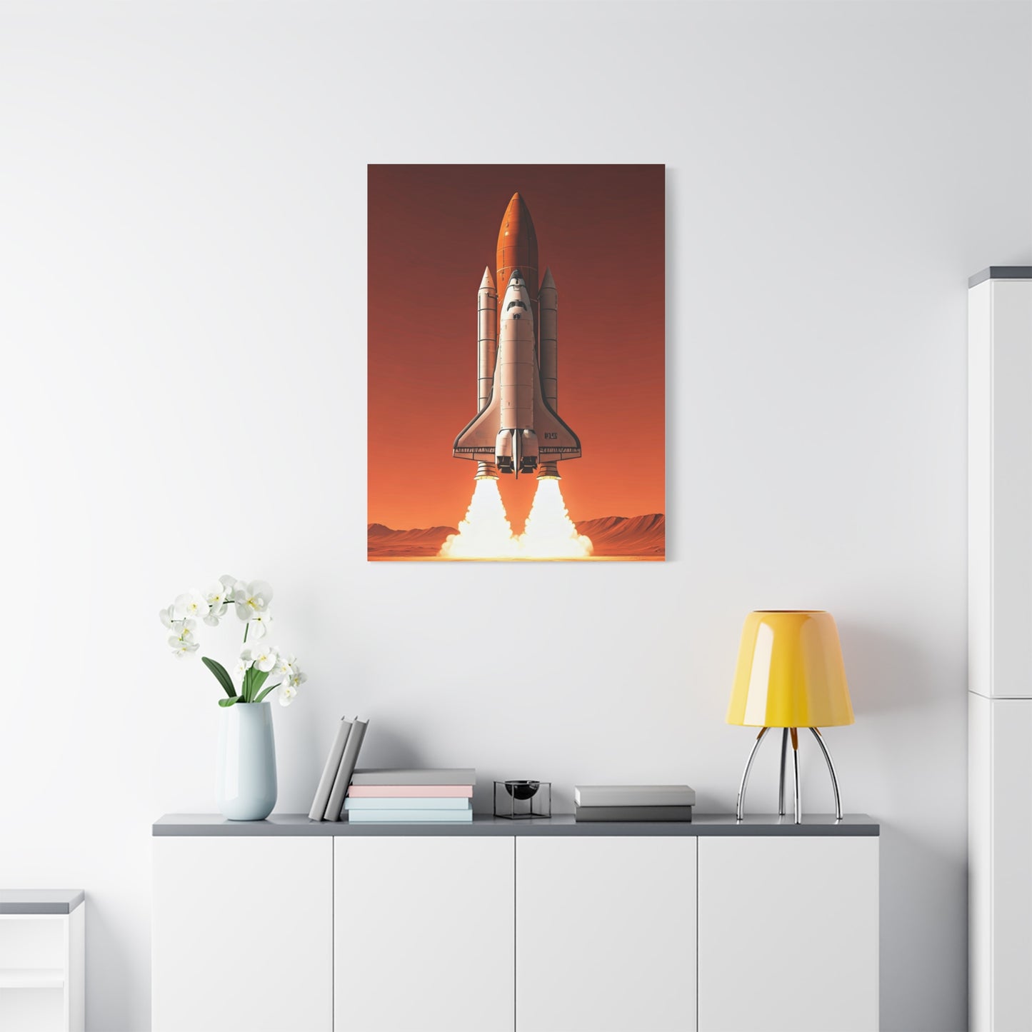 Red Sky Rocket Launch Wall Art & Canvas Prints