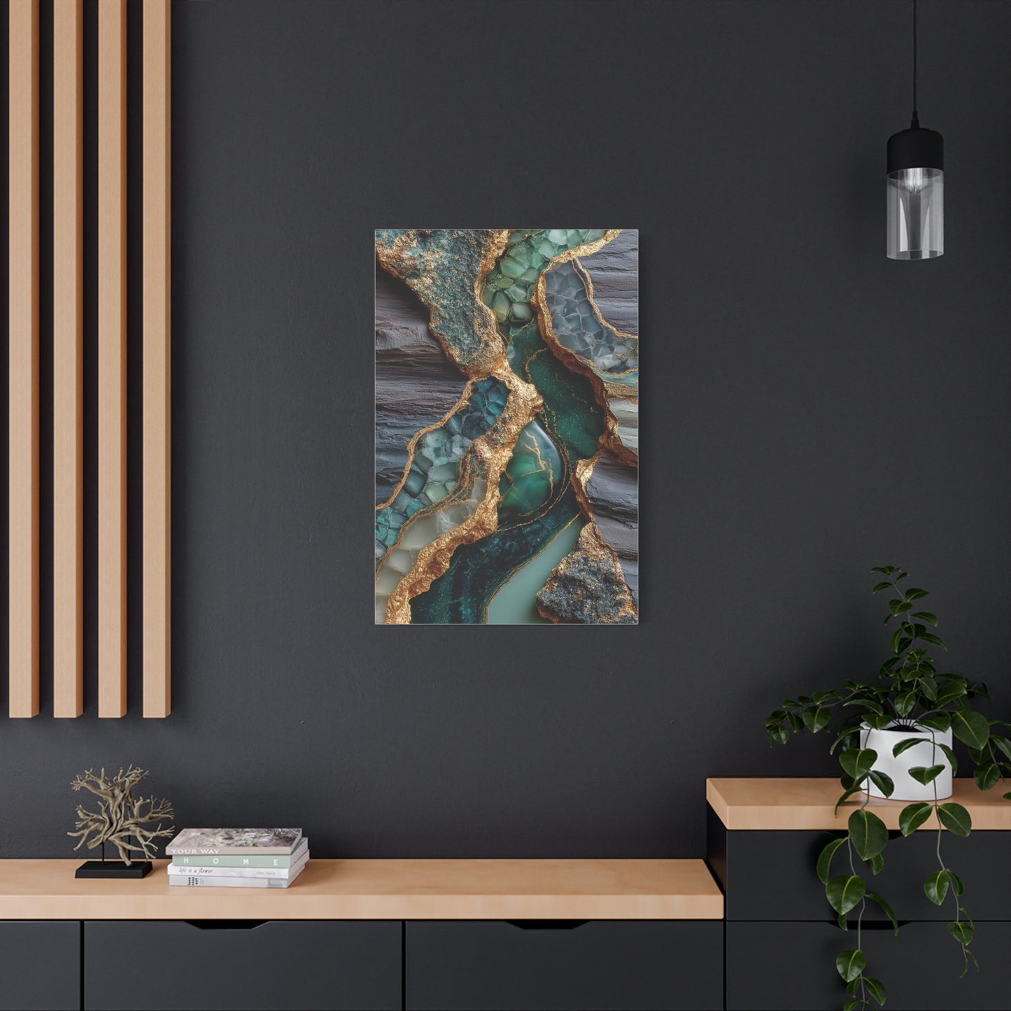 Emerald Geode Gold Vein Abstract Wall Art & Canvas Print