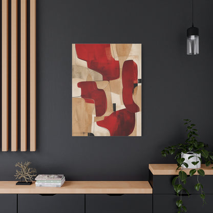 Modern Red and Beige Organic Abstract Wall Art & Canvas Print