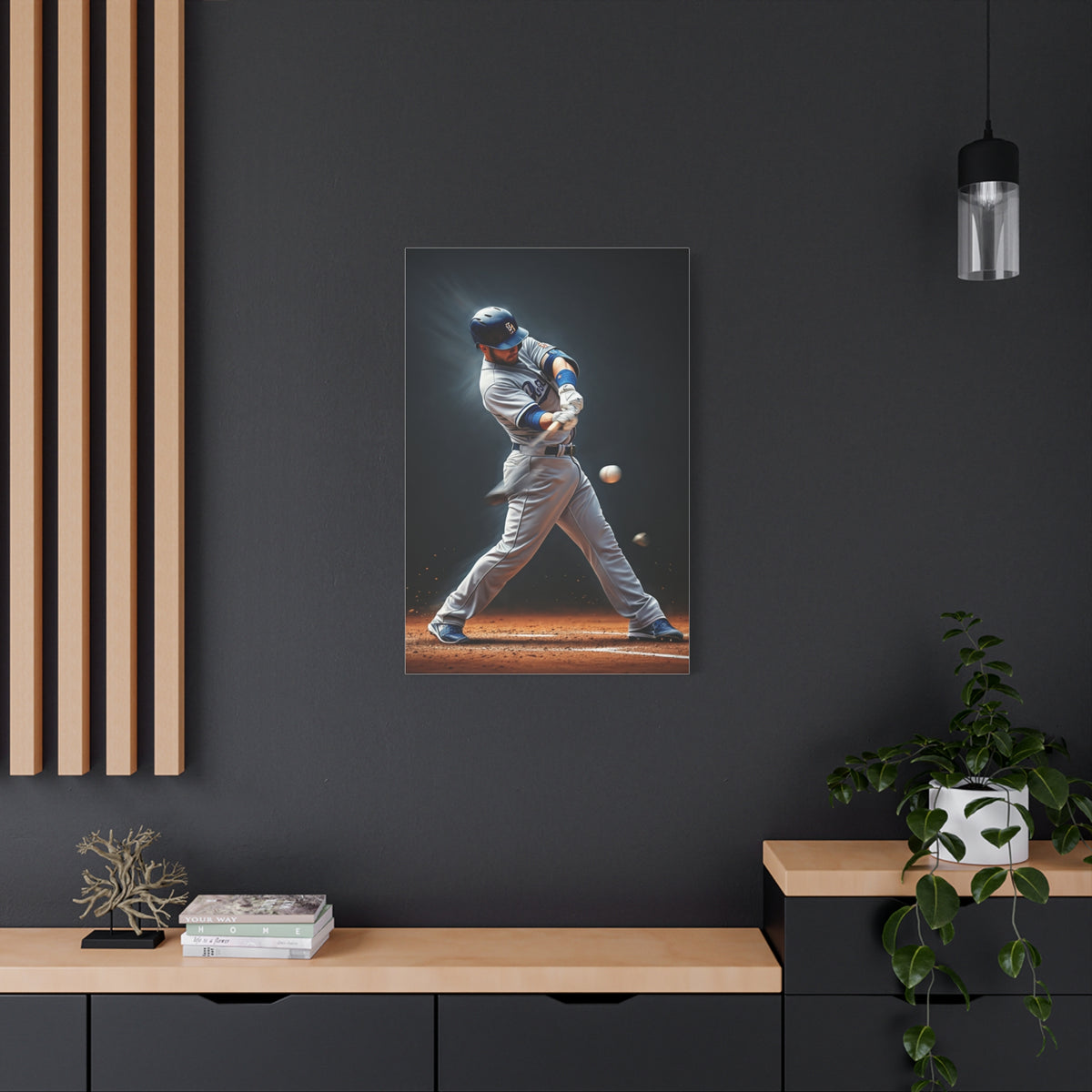 Baseball Impact Swing Close Action Wall Art & Canvas Prints