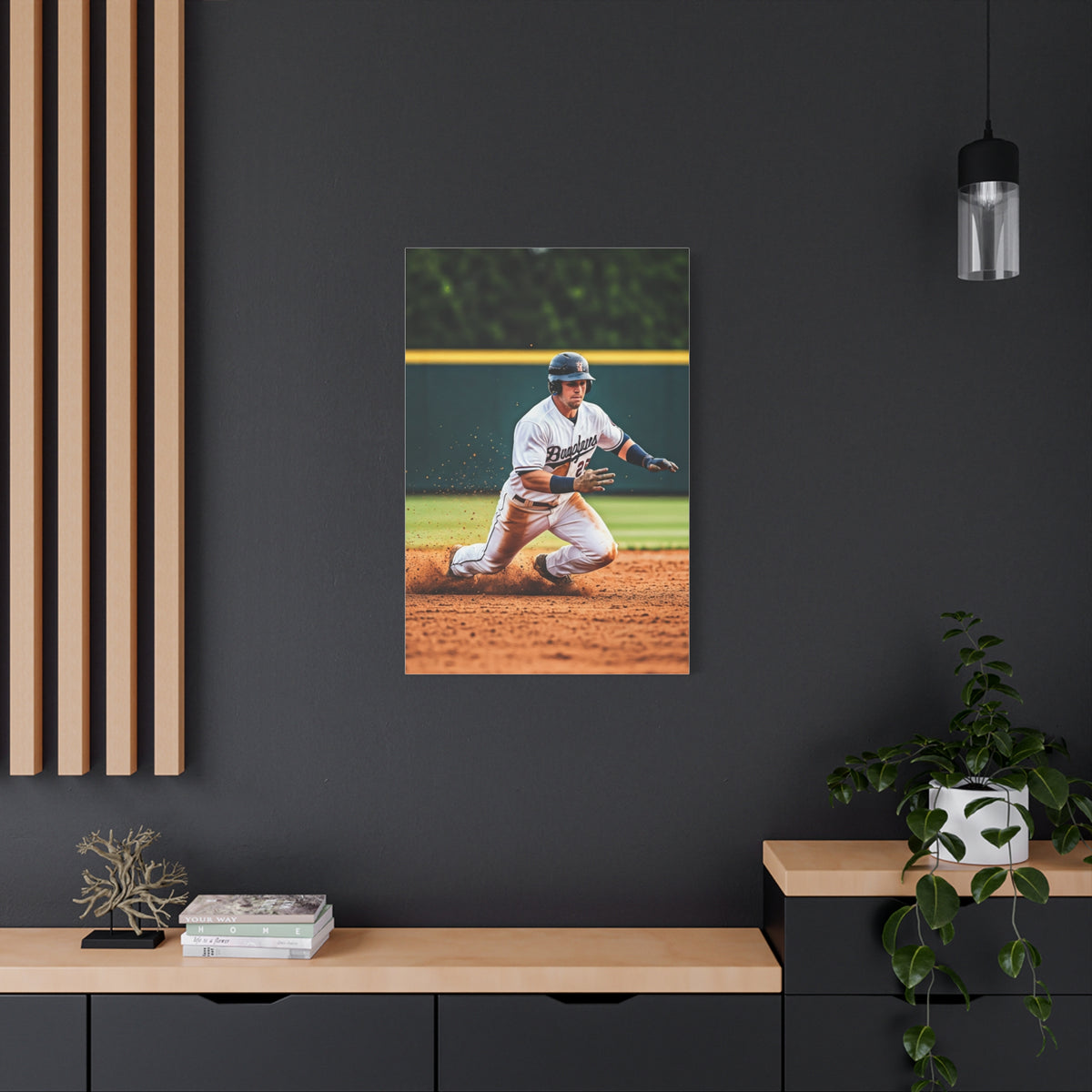 Baseball Slide Into Base Champion Wall Art & Canvas Prints