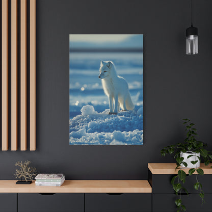 Arctic Fox Snow Minimal Portrait Wall Art & Canvas Print