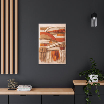 Boho Textile Orange Fiber Composition Wall Art & Canvas Print