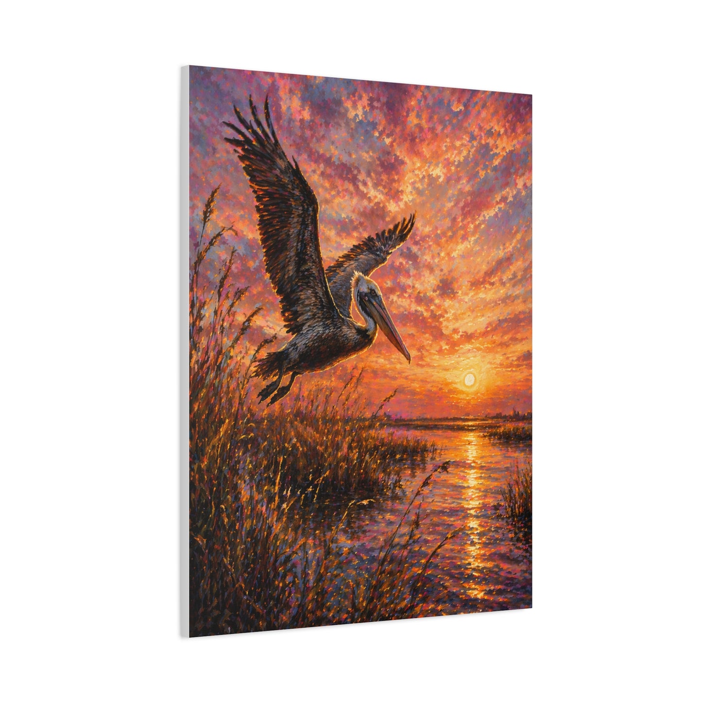 Pelican Marsh Sunset Scene Wall Art & Canvas Print