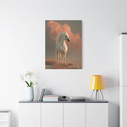 White Arabian Horse Golden Cloud Portrait Wall Art & Canvas Print