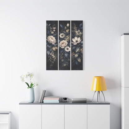 Navy Botanical Floral Triptych Wall Art & Canvas Print