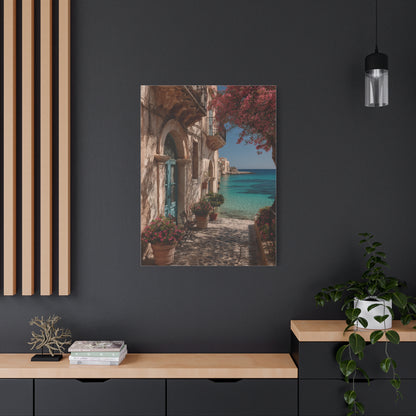 Sicilian Coastal Balcony Scene Wall Art & Canvas Print