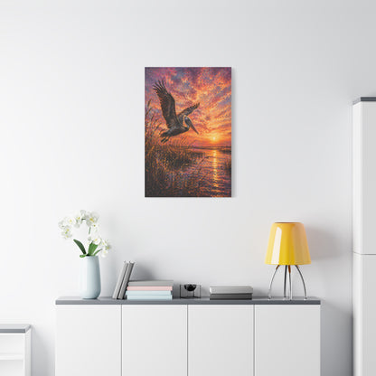 Pelican Marsh Sunset Scene Wall Art & Canvas Print