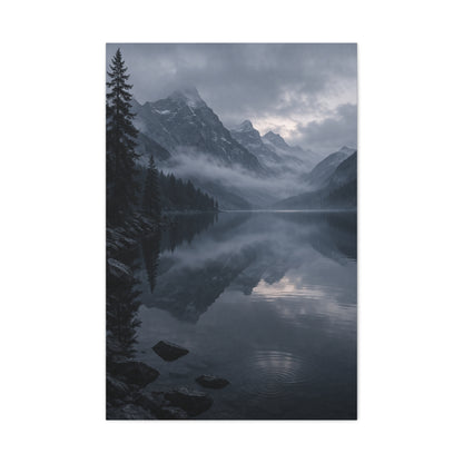 Misty Mountain Lake Reflection Wall Art & Canvas Print
