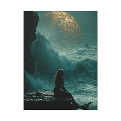 Golden Moon Ocean Silhouette Wall Art & Canvas Print