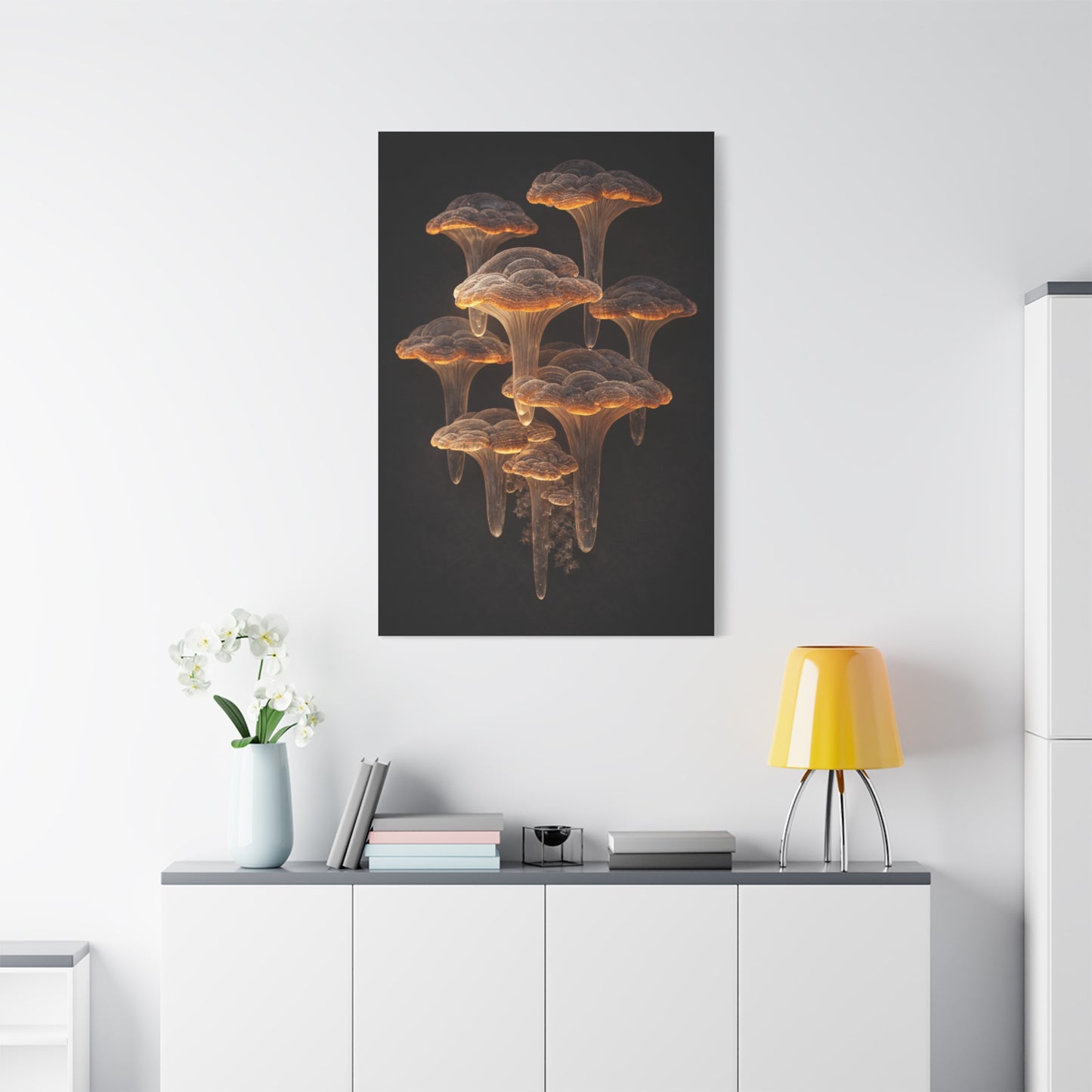 Luminous Amber Lingzhi Sculpture Study Wall Art & Canvas Print
