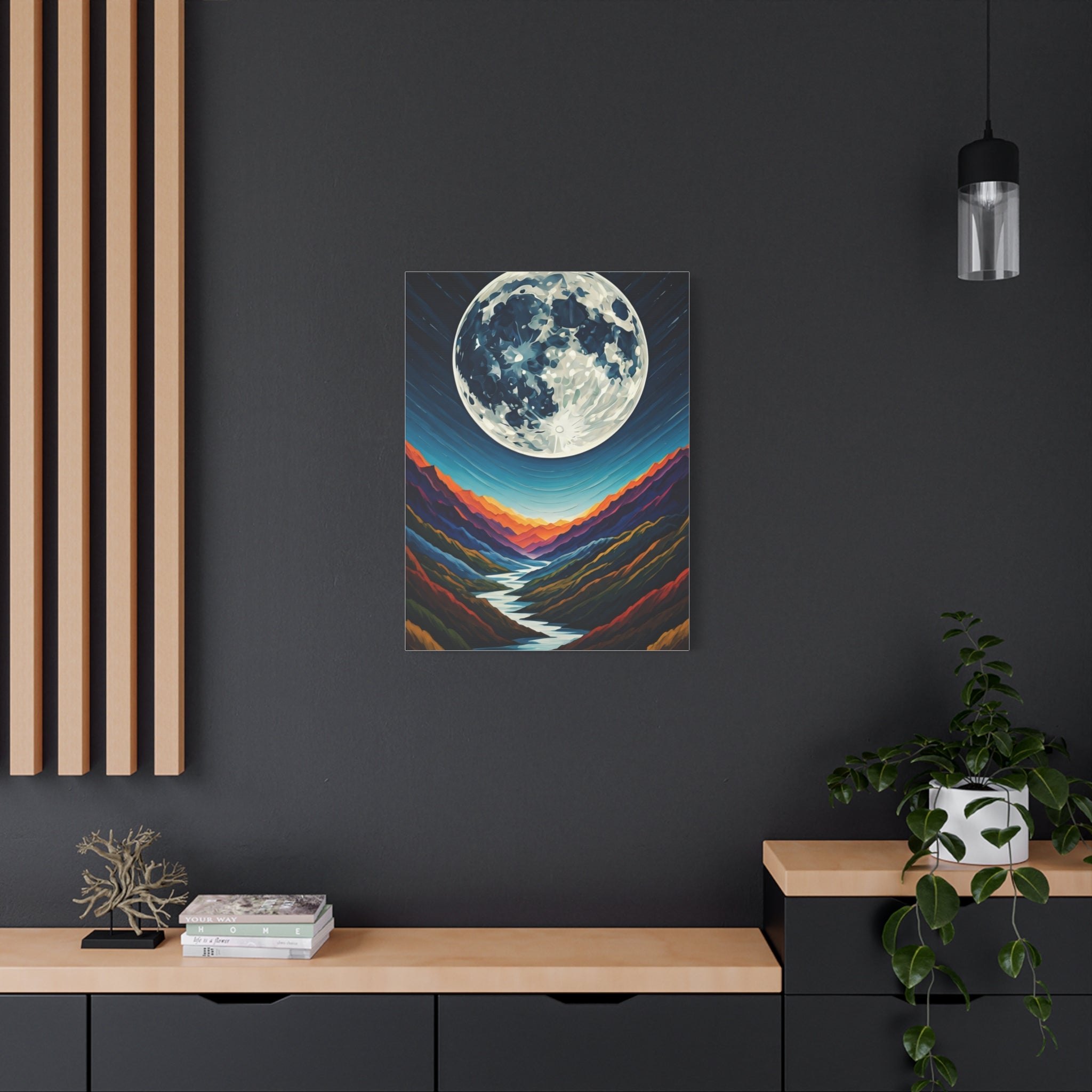 Midnight Moonlit Peaks Wall Art & Canvas Print – Jodello