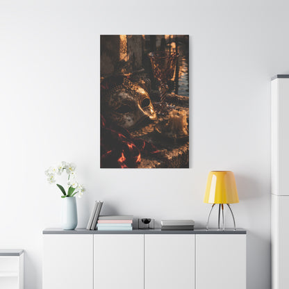 Venetian Mask Candlelight Still Life Wall Art & Canvas Print