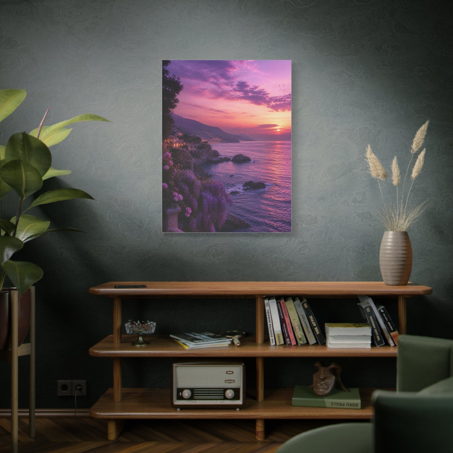 Violet Coastal Sunset Landscape Wall Art & Canvas Print
