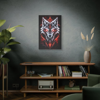 Futuristic Neon Wolf Emblem Geometric Wall Art & Canvas Print