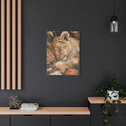Lion Cub Floral Dream Portrait Wall Art & Canvas Print