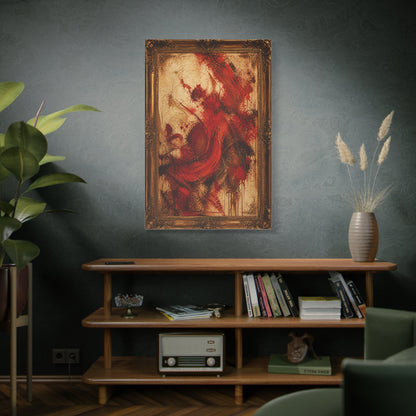 Vintage Framed Red Expressionist Painting Wall Art & Canvas Print